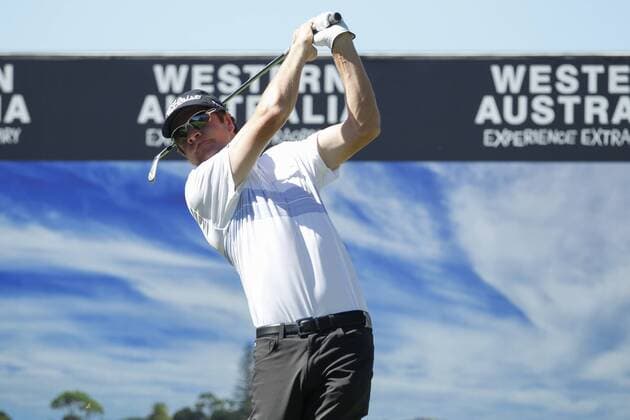 February 17th 2017, Lake Karrinyup Country Club, Perth, Western Australia, Australia; ISPS Handa World Super 6 Perth Golf Tournament Day 2; Aaron Price (AUS) watches his shot on the 17th hole during his round on day 2 xDavidxWoodleyx  ActionPlus11847087