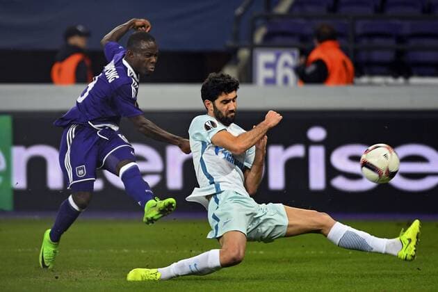 Neto Luis defender of FC Zenit, Frank Acheampong forward of RSC Anderlecht scores a goal FOOTBALL : RSC Anderlecht vs Zenith St. Petersbourg - UEFA Europa League - UEFA Europa League - 16 02 2017 PhotoNews Panoramic  687875959