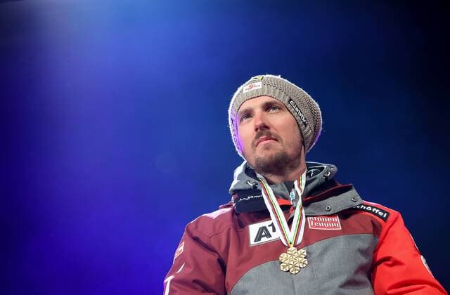 ALPINE SKIING - FIS Ski WC St. Moritz SANKT MORITZ,SWITZERLAND,17.FEB.17 - ALPINE SKIING - FIS Alpine World Ski Championships, giant slalom, men, award ceremony. Image shows Marcel Hirscher (AUT). Keywords: medal. GEPAxpictures xChristianxWalgram