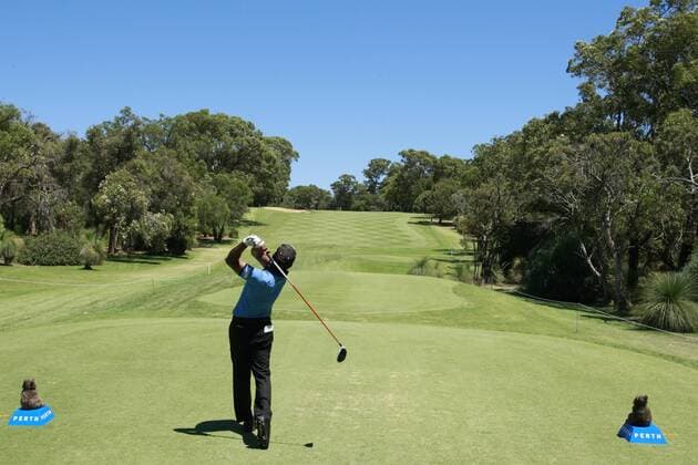 February 18th 2017, Lake Karrinyup Country Club, Perth, Western Australia, Australia; ISPS Handa World Super 6 Perth Golf Tournament Day 3 SS.P Chawrasia (IND) drives off the 6th tee during his round on day 3. xDavidxWoodleyx  ActionPlus11847402