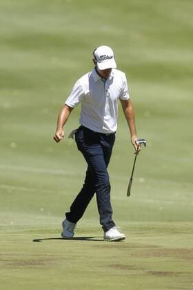 February 18th 2017, Lake Karrinyup Country Club, Perth, Western Australia, Australia; ISPS Handa World Super 6 Perth Golf Tournament Day 3 Jason Scrivener (AUS) reacts to sinking a 30m put for a Birdie on the par 3 5th hole during his round on day 3 xDavidxWoodleyx  ActionPlus11847461