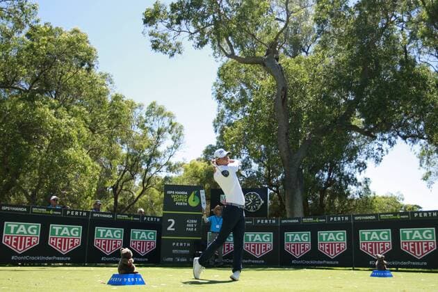 February 18th 2017, Lake Karrinyup Country Club, Perth, Western Australia, Australia; ISPS Handa World Super 6 Perth Golf Tournament Day 3 Jason Scrivener (AUS) drives off the 2nd tee during his round on day 3 xDavidxWoodleyx  ActionPlus11847462