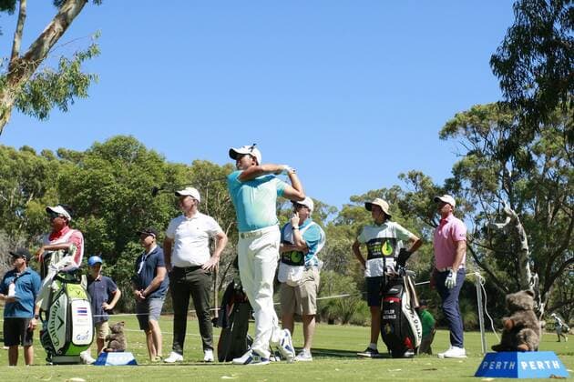 February 18th 2017, Lake Karrinyup Country Club, Perth, Western Australia, Australia; ISPS Handa World Super 6 Perth Golf Tournament Day 3 Pavit Tangkamolprasert (THA) drives off the 2nd tee during his round on the 3rd day xDavidxWoodleyx  ActionPlus11847467