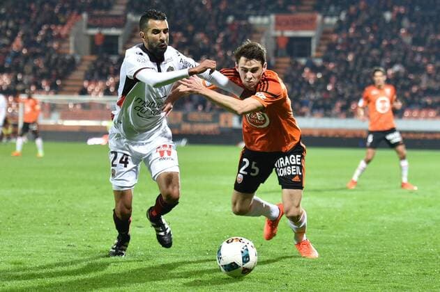 Le Goff Vincent (FC Lorient) - OBBADI Mounir (Nice) FOOTBALL : Lorient vs Nice - Ligue 1 - 18 02 2017 Panoramic 92 