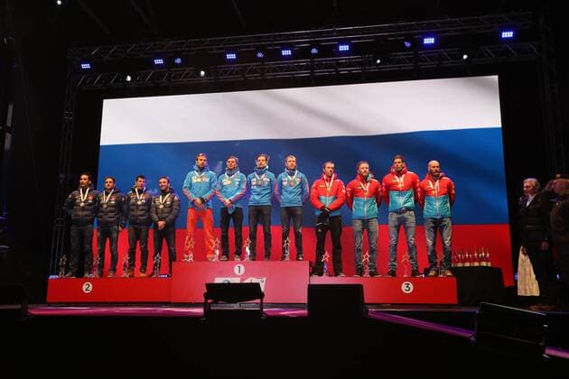 BIATHLON - IBU World Championships Hochfilzen HOCHFILZEN,AUSTRIA,18.FEB.17 - BIATHLON - IBU World Championships, relay men, award ceremony. Image shows the podium. GEPAxpictures xMathiasxMandl