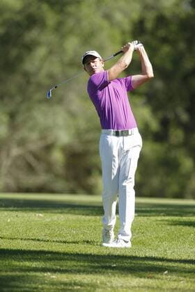 February 19th 2017, Lake Karrinyup Country Club, Perth, Western Australia, Australia; ISPS Handa World Super 6 Perth Golf Tournament Day 4; Brett Rumford (AUS) plays an approach shot on the 2nd fairway in his knockout game against Hideto Tanihara (JPN) xDavidxWoodleyx  ActionPlus11848193