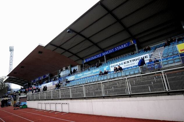 Fußball, Stadiongeschichte Eintracht Trier Tribuene im Trierer Moselstadion vor dem Spiel SV Eintracht Trier vs SSV Ulm1846 Fussball in der Regionalliga Suedwest am 19.02.17, Foto : Peter Franz Eibner Pressefoto Trier Copyright: xFranzx Eibner-Pressefotox EP_pfz