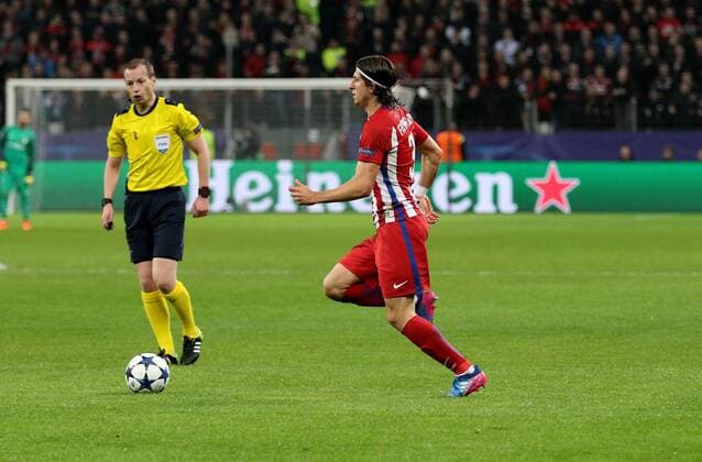 21.02.2017 - Filipe Luis (Atletico Madrid ) beim Champions League Achtelfinal Hinspiel (Saison 2016 17) Bayer Leverkusen - Atletico Madrid. Copyright Thomas Pakusch