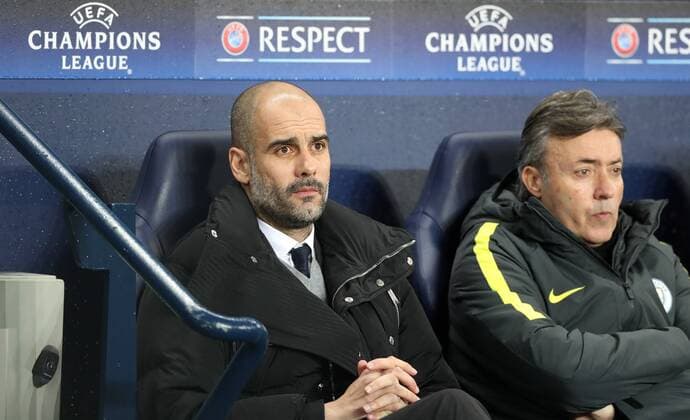 Manchester City Manager Pep Guardiola during the Champions League Round of 16 match at Etihad Stadium, Manchester. Picture date: February 21st 2017. Pic credit should read: Lynne Cameron Sportimage EDITORIAL USE ONLY. No use with unauthorised audio, video, data, fixture lists, club league logos or live services. Online in-match use limited to 120 images, no video emulation. No use in betting, games or single club league player publications.