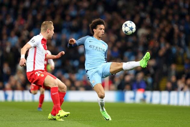 FOOTBALL CHAMPIONS LEAGUE MANCHESTER CITY - AS MONACO KAMIL GLIK LEROY SANE FRANCE OUT!  170221PYK0019