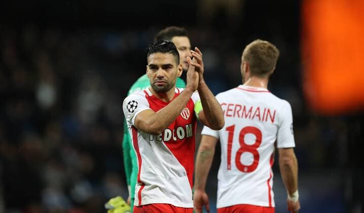 Radamel Falcao of Monaco after the Champions League Round of 16 match at Etihad Stadium, Manchester. Picture date: February 21st 2017. Pic credit should read: Lynne Cameron Sportimage EDITORIAL USE ONLY. No use with unauthorised audio, video, data, fixture lists, club league logos or live services. Online in-match use limited to 120 images, no video emulation. No use in betting, games or single club league player publications.
