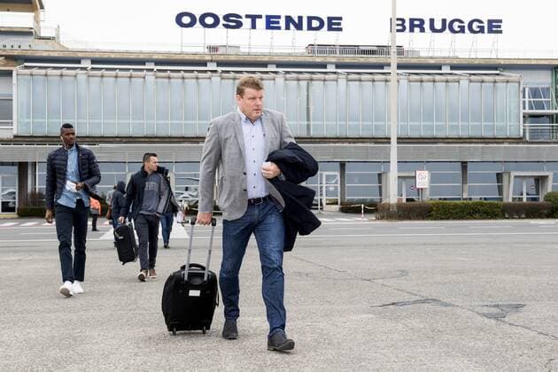 Gent s head coach Hein Vanhaezebrouck pictured at the departure in Oostende airport of Belgian soccer team KAA Gent, Wednesday 22 February 2017. Tomorrow, Gent is playing 1 16 finals return leg game of the Europa League competition against British team Tottenham. First leg result was 1-0 in Gent. JASPERxJACOBS  x05051882x