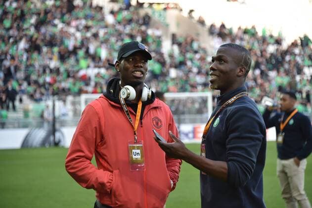 Fußball, EL, Pogba-Brüder vor Manchester United - AS St. Etienne Florentin Pogba (saint etienne) and Paul Pogba Manchester United ManU FOOTBALL : AS Saint Etienne vs Manchester United - Europa League - 1 16 final - 22 02 2017 FredericChambert Panoramic 