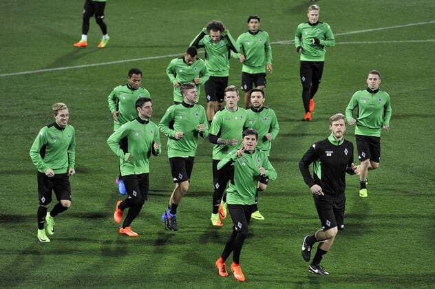 Fußball, EL, Borussia Mönchengladbach Training Italy: Borussia Monchengladbach Training Session Borussia Mönchengladbach s players during the training session at the Artemio Franchi Stadium on the eve of the UEFA Europa League Round of 32 - 2nd leg soccer match against A.c.f. Fiorentina  GiacomoxMorinix xPacificxPress