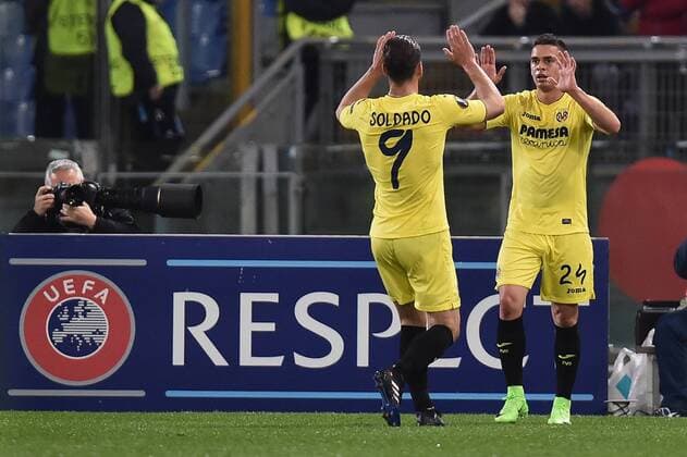 Rafael Borre Villarreal Goal Celebration Roma 23-02-2017 Stadio Olimpico Football Europa League 2016 2017 Round of 32 AS Roma - Villarreal AndreaxStaccioli