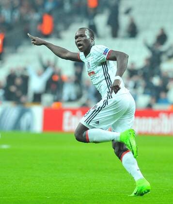 Besiktas Vincent Aboubakar celebrates his goal against Hapoel Beer-Sheva during UEFA European League Game at Istanbul Vodafone Arena.  15634966