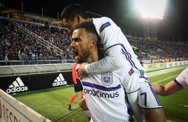 Anderlecht s Isaac Kiese Thelin celebrates after scoring the 3-1 qualification goal during a game between Russian team FC Zenit and Belgian soccer team RSC Anderlecht, return leg of the 1 16 finals of the Europa League competition, Thursday 23 February 2017, in Saint Petersburg, Russia. Anderlecht won 2-0 the first leg. VIRGINIExLEFOUR  x05053392x
