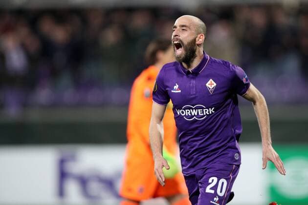 Fußball, EL, AC Florenz - Borussia Mönchengladbach Iglesias Borja Valero Fiorentina goal celebration Fiorentina Firenze 23-02-2017 Stadio Artemio Franchi Fiorentina - Borussia Mönchengladbach Fiorentina - Borussia M gladbach Europa League 2016 2017 - Round of 16 2nd leg lucaxpagliaricci