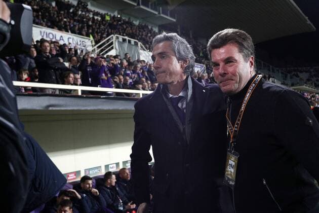 Fußball, EL, AC Florenz - Borussia Mönchengladbach coach Borussia Mönchengladbach Dieter-Klaus Hecking e Paulo Sousa Fiorentina Trainer Borussia Mönchengladbach and Trainer Fiorentina Firenze 23-02-2017 Stadio Artemio Franchi Fiorentina - Borussia Mönchengladbach Fiorentina - Borussia M gladbach Europa League 2016 2017 - Round of 16 2nd leg lucaxpagliaricci