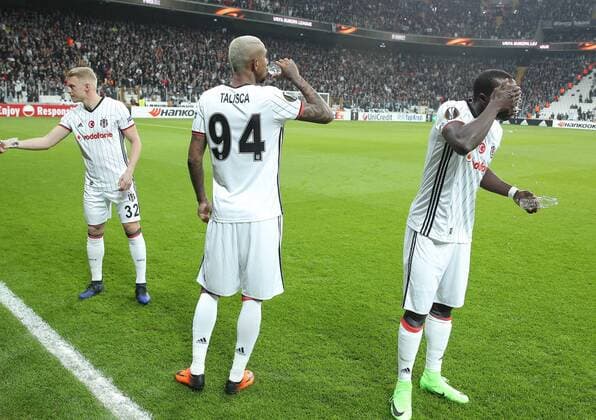 UEFA Europa League match between Besiktas and Hapoel Beer Sheva at Vodafone Arena in Istanbul , Turkey on February 23, 2017. Final Score : Besiktas 2 - Hapoel Beer Sheva 1 Pictured: Andreas Beck , Anderson Talisca and Vincent Aboubakar of Besiktas . 