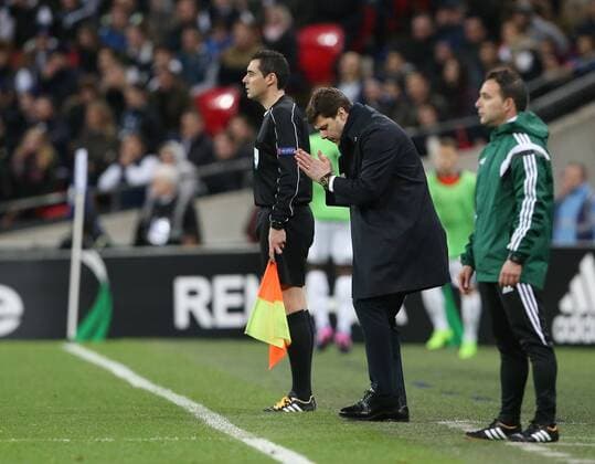 Tottenham s Mauricio Pochettino looks on dejected during the Europa League Round of 32 Cup match at the Wembley Stadium, London. Picture date February 23rd, 2017 Pic David Klein Sportimage EDITORIAL USE ONLY. No use with unauthorised audio, video, data, fixture lists, club league logos or live services. Online in-match use limited to 120 images, no video emulation. No use in betting, games or single club league player publications.