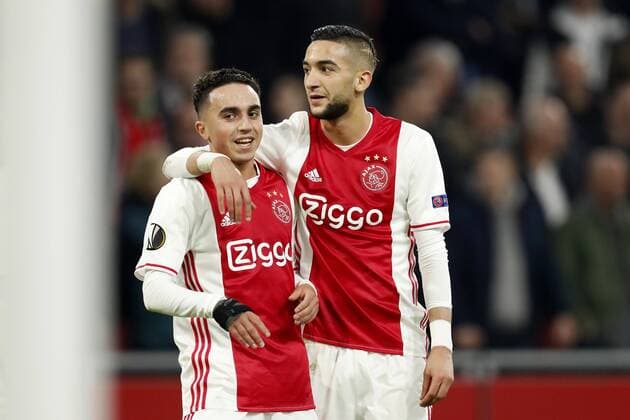 (L-R) Abdelhak Nouri of Ajax, Hakim Ziyech of Ajaxduring the UEFA Europa League round of 16 match between Ajax Amsterdam and Legia Warsaw at the Amsterdam Arena on February 23, 2017 in Amsterdam, The Netherlands Ajax v Legia Warschau UEFA Europa League 2016 2017 xVIxxIVx 7185565