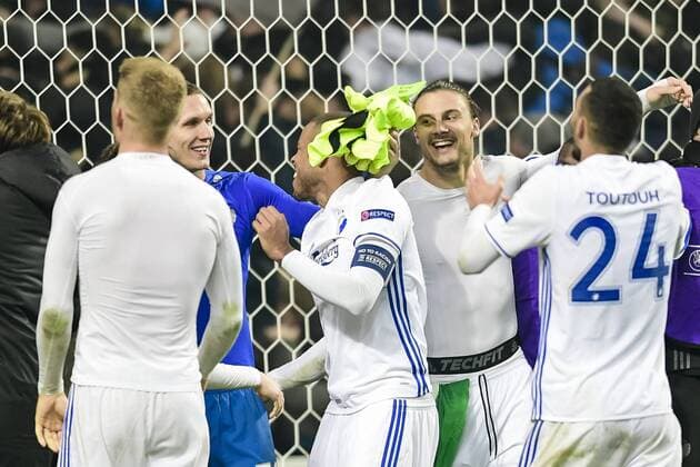 Robin Olsen, Erik Johansson - Kopenhagen, Dänemark - Fussball, Europa League, FC Kopenhagen vs. PFC Ludogorets Razgrad.  Copyright: PETTERxARVIDSON BB170223PA057