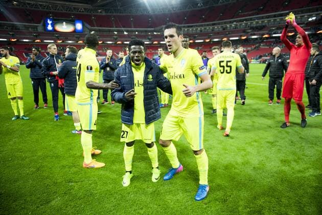 a game between British team Tottenham and Belgian soccer team KAA Gent, return leg of the 1 16 finals of the Europa League competition, in Wembley stadium, London, Thursday 23 February 2017. Gent won the first leg 1-0. JASPERxJACOBS  x05053656x