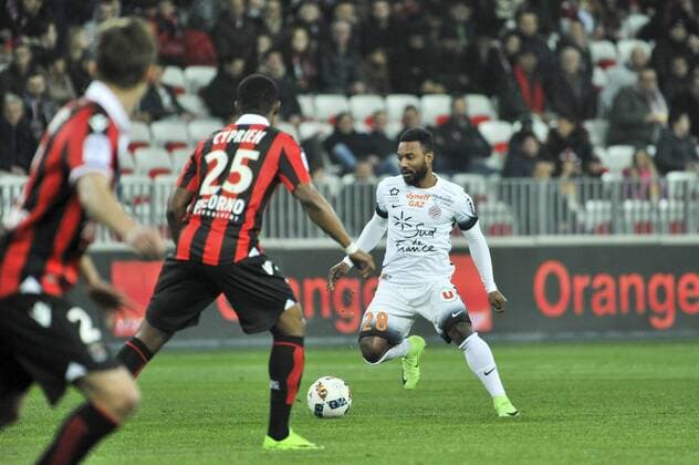 Stephane Sessegnon (montpellier) - Fussball Frankreich, Ligue 1, OGC Nice vs. Montpellier HSC - 24 02 2017 NorbertScanella Panoramic 