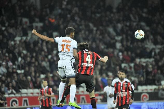 Steve Mounie (montpellier) - Paul Baysse (ogc nice) - Fussball Frankreich, Ligue 1, OGC Nice vs. Montpellier HSC - 24 02 2017 NorbertScanella Panoramic 