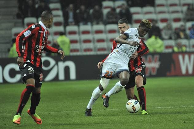 nordi mukiele (montpellier) - valentin eysseric (ogcnice) - Fussball Frankreich, Ligue 1, OGC Nice vs. Montpellier HSC - 24 02 2017 NorbertScanella Panoramic 