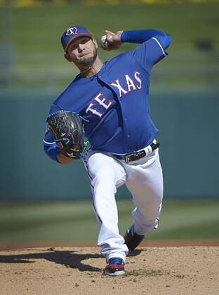 February 25, 2017 - Surprise, AZ, USA - Texas Rangers starting pitcher Martin Perez works during the first inning against the Kansas City Royals in a spring training game in Surprise, Ariz., on Saturday, Feb. 25, 2017. The Royals won, 7-5. Texas Rangers spring training - ZUMAm67_ 20170225_zaf_m67_074 Copyright: xMaxxFaulknerx