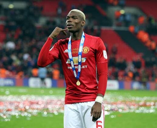 Paul Pogba of Manchester United ManU celebrates during the English Football League Cup Final match at the Wembley Stadium, London. Picture date: February 26th, 2017.Pic credit should read: David Klein Sportimage EDITORIAL USE ONLY. No use with unauthorised audio, video, data, fixture lists, club league logos or live services. Online in-match use limited to 120 images, no video emulation. No use in betting, games or single club league player publications.
