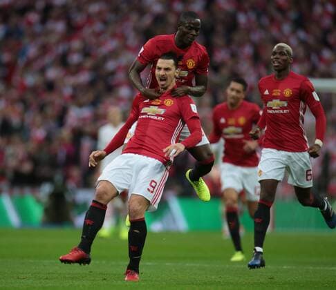 February 26, 2017 - London, England, United Kingdom - Manchester United ManU s Ziatan Ibrahimovic celebrates scoring his sides first goal during the EFL Cup Match between Manchester United and Southampton on February 26 at the Wembley Stadium, London Manchester United v Southampton - EFL Cup Final  - ZUMAn230 20170226_zaa_n230_380 Copyright: xKieranxGalvinx