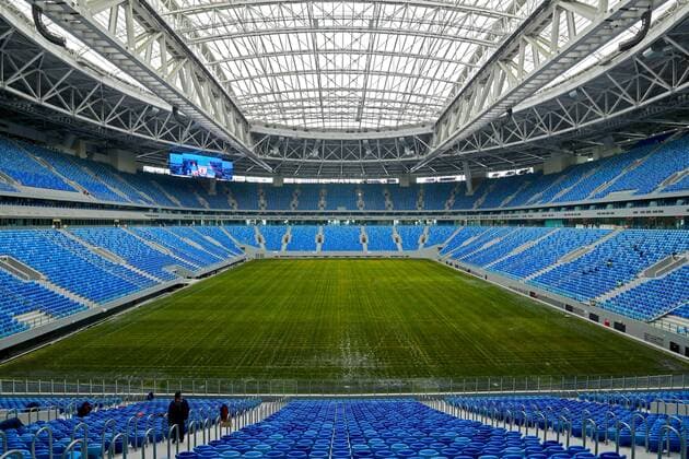ST PETERSBURG, RUSSIA - FEBRUARY 27, 2017: Zenit Arena Stadium. The FIFA inspection committee is satisfied with the stadium s readiness to host 2017 FIFA Confederations Cup and 2018 FIFA World Cup WM Weltmeisterschaft Fussball matches. Alexander Demianchuk TASS  TS042CBD