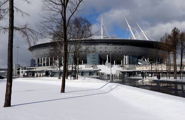 ST PETERSBURG, RUSSIA - FEBRUARY 27, 2017: A view of Zenit Arena Stadium. The FIFA inspection committee is satisfied with the stadium s readiness to host 2017 FIFA Confederations Cup and 2018 FIFA World Cup WM Weltmeisterschaft Fussball matches. Alexander Demianchuk TASS  TS042CC0
