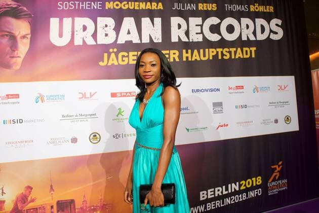 Leichtathletik Berlin 27.02.2017 BEM 2018 Leichtathletik EM 2018 in berlin Weltpremiere von Urban Records Image Film Zoo Palast Berlin Sosthene Moguenara Weitsprung