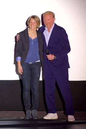 Leichtathletik Berlin 27.02.2017 BEM 2018 Leichtathletik EM 2018 in berlin Weltpremiere von Urban Records Image Film Zoo Palast Berlin Jennifer Oeser ehemalige Siebenkämpferin übergebt den Never Give Up Preis an Boris Becker tennis