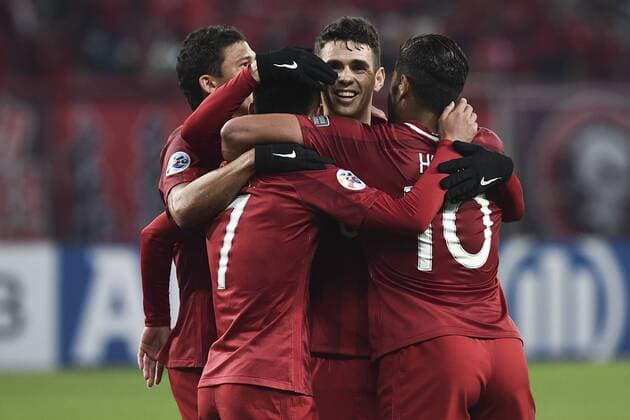 SHANGHAI, CHINA - FEBRUARY 28: Wu Lei 7 of Shanghai SIPG celebrates with team mates after scoring his team s fifth goal during the AFC Champions League 2017 Group F match between Shanghai SIPG and Western Sydney Wanderers at Shanghai Stadium on February 28, 2017 in Shanghai, China.  Copyright: xVCGx CFP500769116 