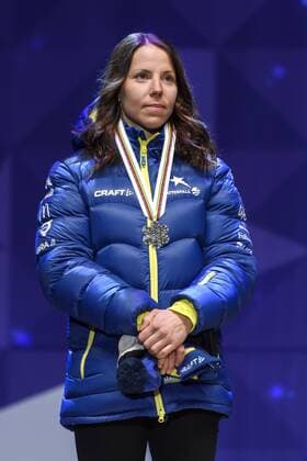 Ski Nordisch, WM in Lahti, Siegerehrung 10km Langlauf der Damen am Abend Charlotte Kalla, Sverige 10km klassisch Lahti.  Copyright: CARLxSANDIN BB170228CS193