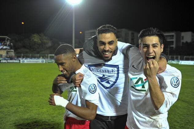 joie Frejus Saint Raphael - Fin de match FOOTBALL : Saint Raphael vs AJ Auxerre - 8e Coupe France - 28 02 2017 NorbertScanella Panoramic 