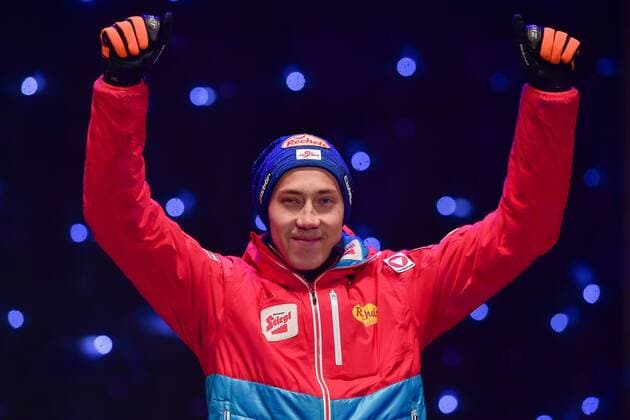 NORDIC SKIING - FIS WC Lahti 2017 LAHTI,FINLAND,01.MAR.17 - NORDIC SKIING, NORDIC COMBINED - FIS Nordic World Ski Championships, large hill, 10km Gundersen, award ceremony. Image shows the rejoicing of Mario Seidl (AUT). GEPAxpictures xFlorianxErtl