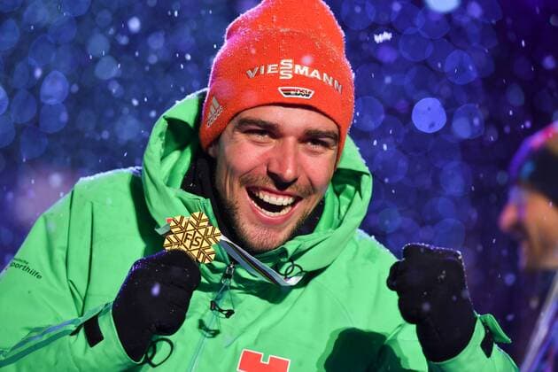 Nordische Ski-WM, Nordische Kombination, Siegerehrung NORDIC SKIING - FIS WC Lahti 2017 LAHTI,FINLAND,01.MAR.17 - NORDIC SKIING, NORDIC COMBINED - FIS Nordic World Ski Championships, large hill, 10km Gundersen, award ceremony. Image shows Johannes Rydzek (GER). Keywords: medal. GEPAxpictures xFlorianxErtl