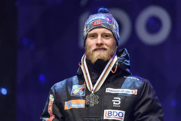 Nordische Ski-WM, 15km Langlauf der Herren, Siegerehrung Martin Johnsrud Sundby - Lahti, Finnland - Nordische Ski WM, Langlauf, Siegerehrung.  Copyright: CARLxSANDIN BB170301CS179