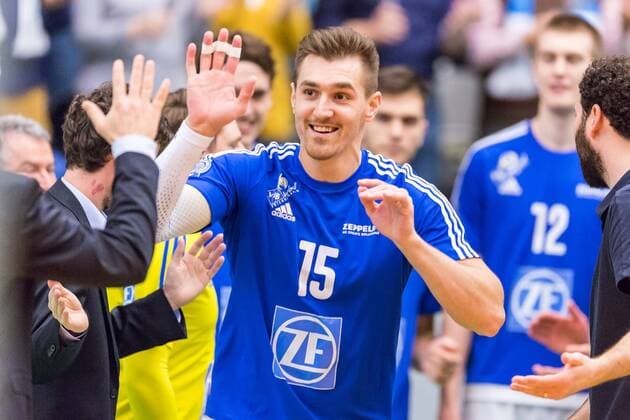 Volleyball Champions League 4th round: VfB Friedrichshafen vs Paris Volley, 01.03.2017 Armin MUSTEDANOVIC (VfB Friedrichshafen, 15) Volleyball Champions League 4th round: VfB Friedrichshafen vs Paris Volley am 01.03.2017 in der ZF Arena, Friedrichshafen, Germany xUSx