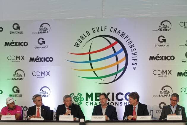 (L-R) Mexican golfer Roberto Diaz, Chief of Mexico City s Government Miguel Angel Mancera, Commissioner of the PGA Golf Herren Tour Jay Monahan, Executive Director of TV Azteca Benjamin Salinas, Mexican Tourism Secretary Enrique de la Madrid and Operations Director if the World Golf Championship Bernardo Villacencias speak during a press conference PK Pressekonferenz before the Mexico Golf Championship at the Chapultepec Club in Mexico City, Mexico, 01 March 2017. The competition will be celebrated between the 2 and 5 March. MEXICO GOLF CHAMPIONSHIP !ACHTUNG: NUR REDAKTIONELLE NUTZUNG!  Copyright: xAlexxCruzx MEX020 20170302-636240104118150134