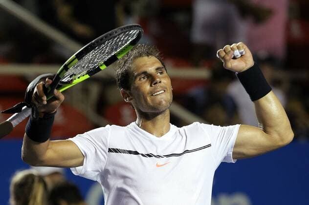 Bilder des Tages - SPORT Spanish Rafael Nadal celebrates after defeating Japanese Yoshihito Nishioka during their Mexican Tennis Open Tournament quarter final game, in Acapulco, Mexico, 02 March 2017. Mexican Tennis Open Tournament !ACHTUNG: NUR REDAKTIONELLE NUTZUNG!  Copyright: xJoséxMéndezx MEX54 20170303-636241086289497473