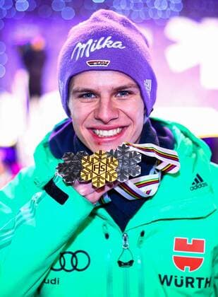 NORDIC SKIING - FIS WC Lahti 2017 LAHTI,FINLAND,03.MAR.17 - NORDIC SKIING, Ski jumping Skispringen Ski nordisch - FIS Nordic World Ski Championships, large hill, men, award ceremony. Image shows Andreas Wellinger (GER). GEPAxpictures xCh.xKelemen