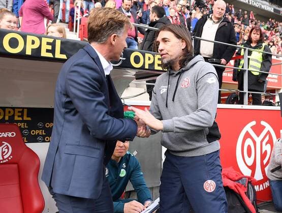 04.03.2017, xjhx, Fussball 1.Bundesliga, FSV Mainz 05 - VfL Wolfsburg, emspor, v.l. Trainer Andries Jonker (VfL Wolfsburg), Trainer Martin Schmidt (FSV Mainz 05) Mainz