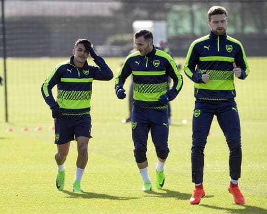 Arsenal s Alexis Sanchez during training at London Colney, London. Picture date March 6th, 2017 Pic David Klein Sportimage EDITORIAL USE ONLY. No use with unauthorised audio, video, data, fixture lists, club league logos or live services. Online in-match use limited to 120 images, no video emulation. No use in betting, games or single club league player publications.